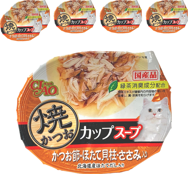 INABA 燒湯杯, 6個, 宗田鰹魚 + 柴魚片 + 干貝 + 雞肉口味, 60g