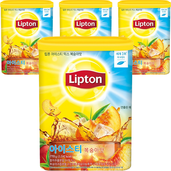 Lipton 立頓 水蜜桃味冰茶粉, 770g, 4個