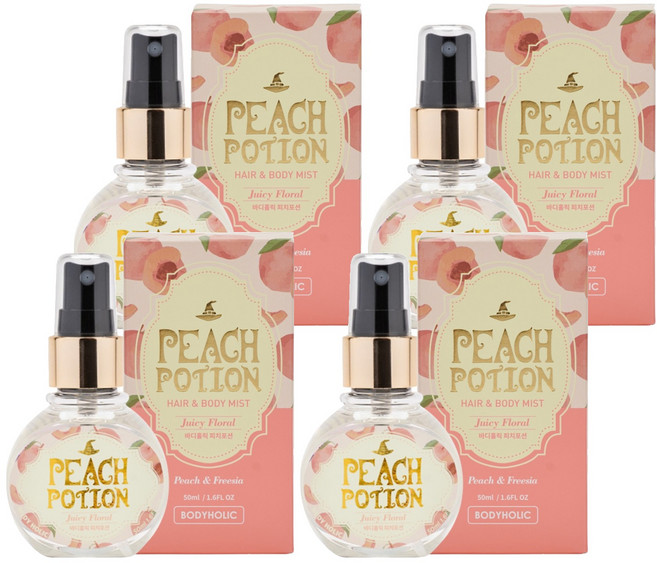 BODYHOLIC Peach Potion頭髮身體噴霧 桃花香, 50ml, 4瓶