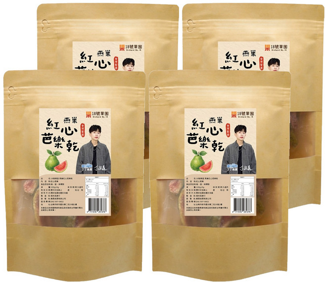 18號果園 燕巢紅心芭樂乾, 100g, 4包