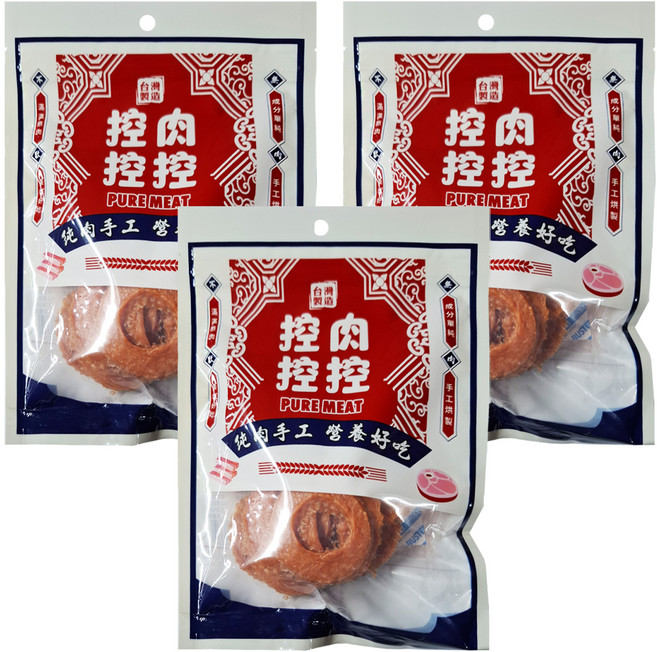 控肉控控 寵物肉乾 純肉手工營養好吃 寵物零食, 蜜汁甜甜圈, 80g, 3包
