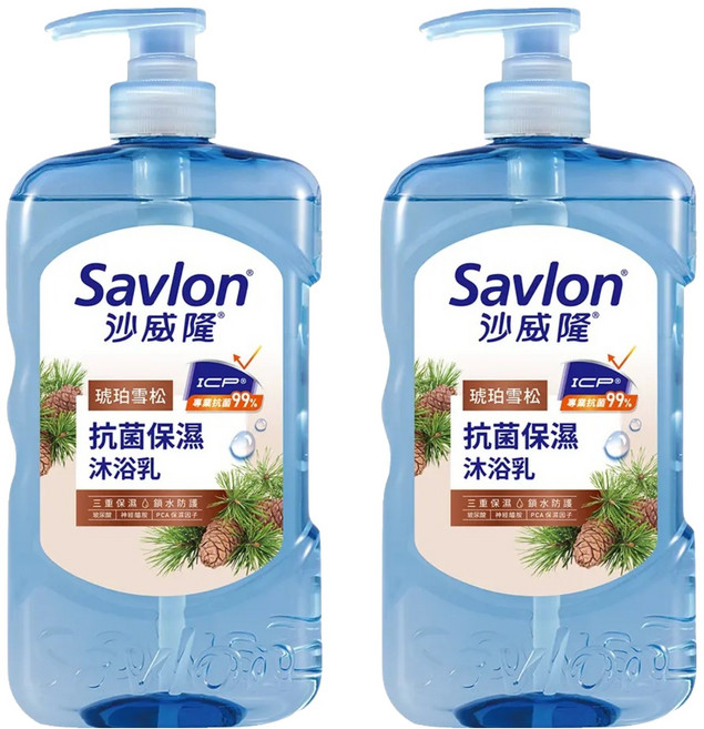 Savlon 沙威隆 台灣公司貨 抗菌保濕沐浴乳 琥珀雪松, 850g, 2瓶