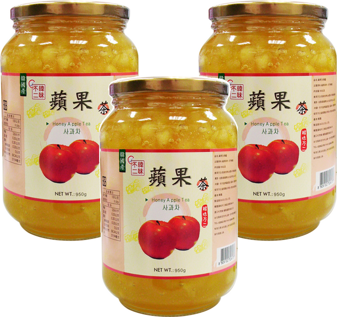 韓味不二 蘋果茶果醬, 950g, 3罐