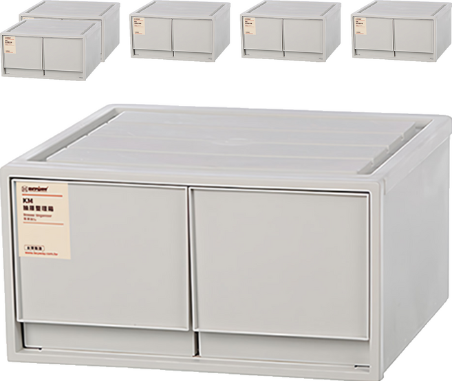 KEYWAY 聯府 KM雙抽屜整理箱 KM-1002 20L, 6個, 灰色