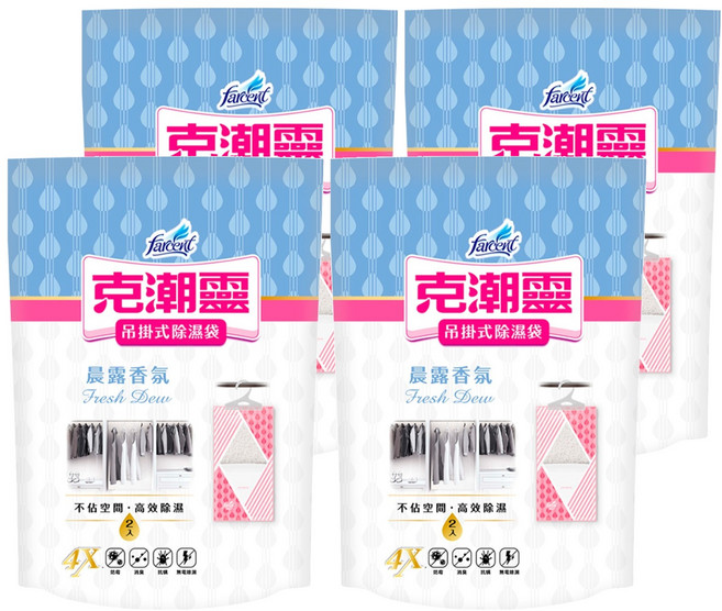 farcent 花仙子 克潮靈 吊掛除濕袋 晨露香氛 2入, 4包