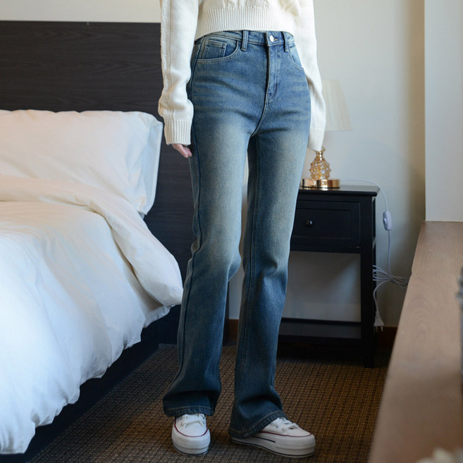 SUBI.JEANS 女款水洗靴型內刷毛牛仔長褲 SP7313