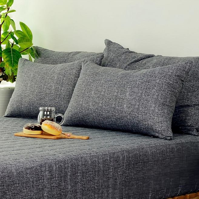 SCOHome MONK系列 枕頭套+枕芯, 炭灰色, 3組