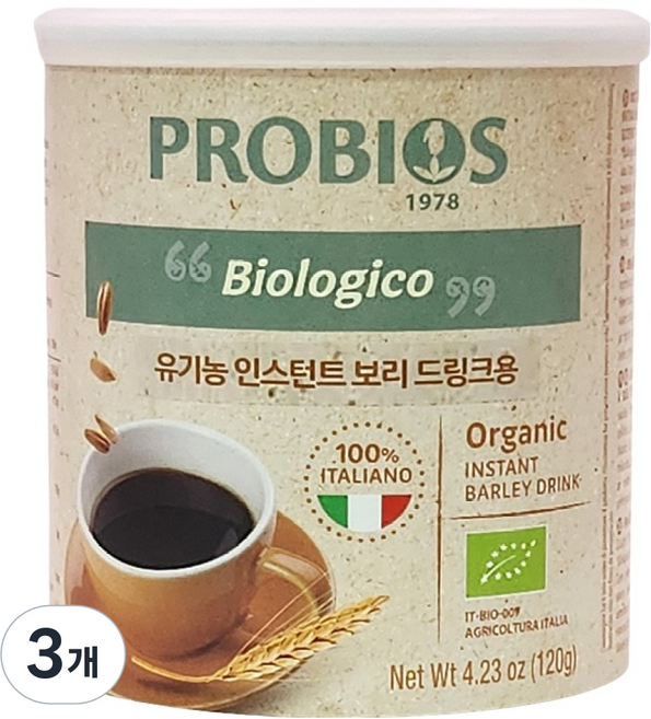PROBIOS 有機即溶麥茶, 120g, 3個, 1入