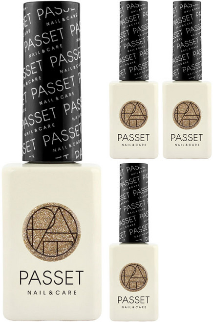 PASSET GLAM GLITTER 凝膠指甲油, GG01 高貴金, 10ml, 4個