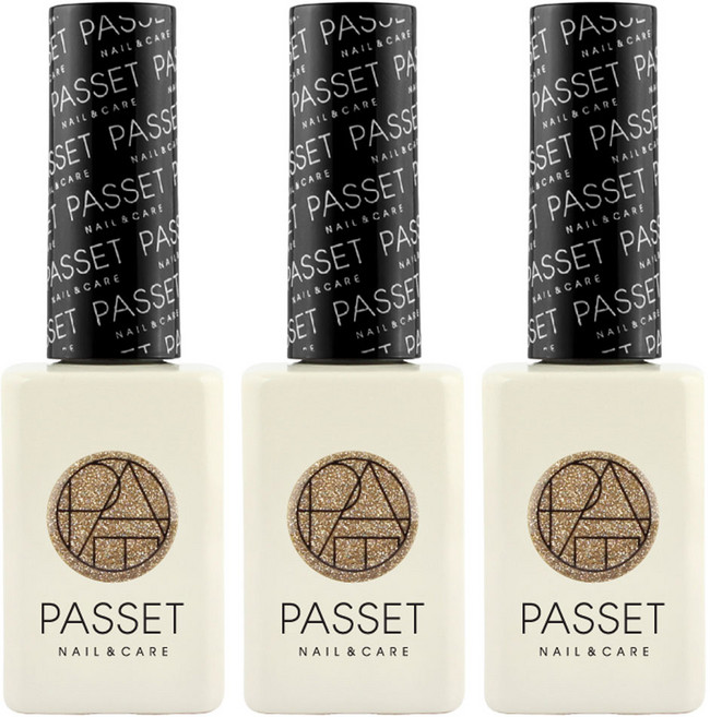 PASSET GLAM GLITTER 凝膠指甲油, GG01 高貴金, 10ml, 3個