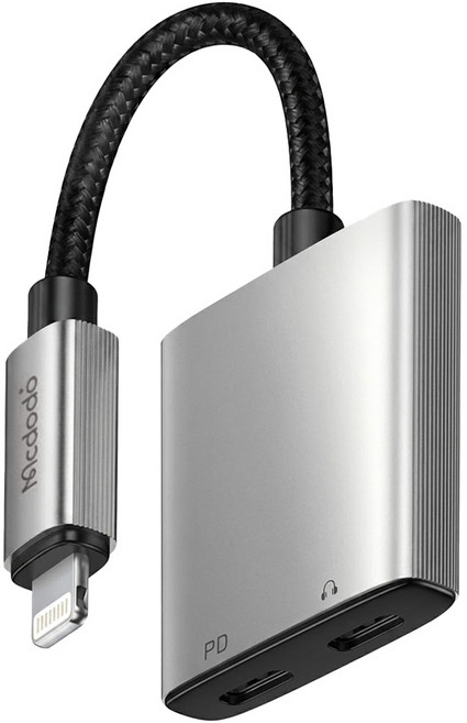 Mcdodo 麥多多 威爾斯系列二合一Lightning音頻轉接線 雙Lightning 15g, CA-5560, 1個, 銀色