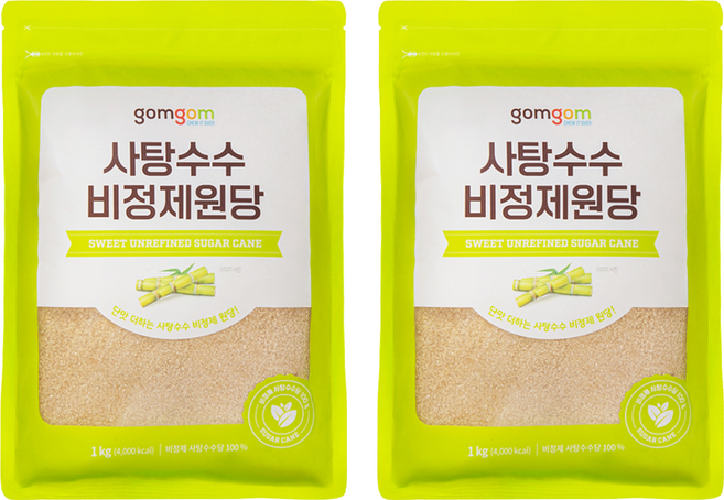 gomgom 蔗糖原糖, 1kg, 2包