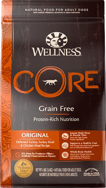WELLNESS 寵物健康 CORE 無穀成犬乾飼料, 新鮮火雞肉, 4lb, 1袋