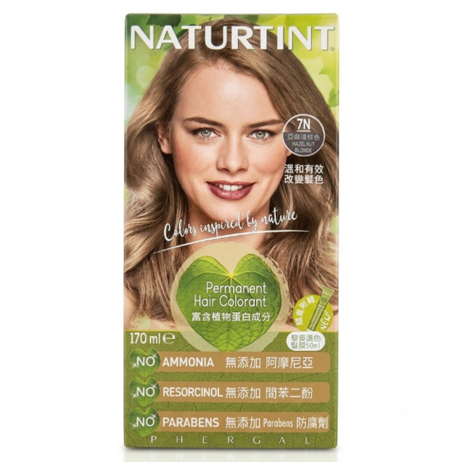NATURTINT 赫本 染髮劑 第一劑 60ml + 第二劑 60ml + 藜麥護色髮膜 50ml + 手套, 亞麻淺棕色, 1盒