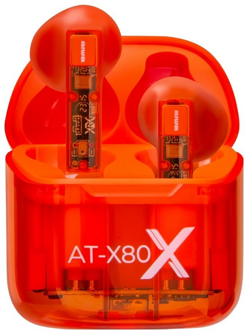 aiwa 愛華 Wireless 主動降噪 ENC 半入耳式 耳機 13mm單體 IPX5 遊戲模式 Type-C 橘色 AT-X80X