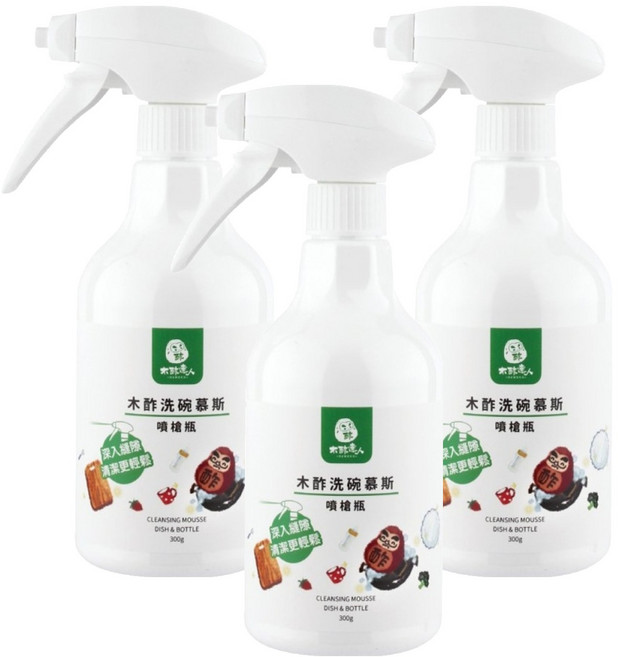DAWOKO 木酢達人 木酢洗碗慕斯噴槍型, 450g, 3瓶