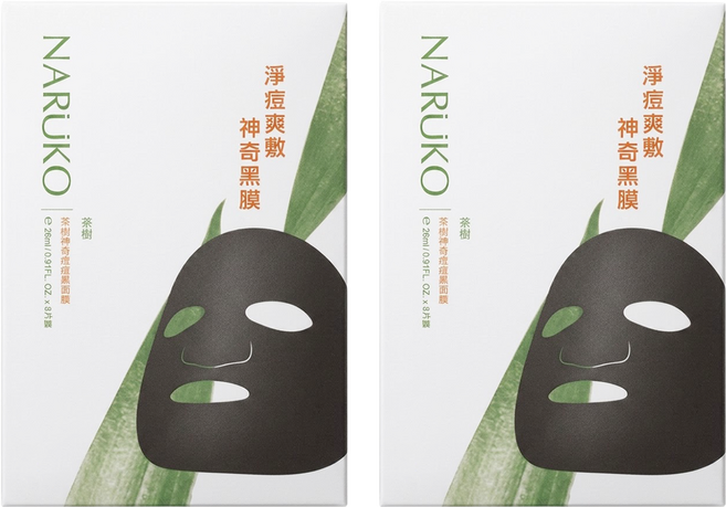 NARUKO 牛爾 台灣公司貨 茶樹神奇痘痘黑面膜, 8片, 2盒