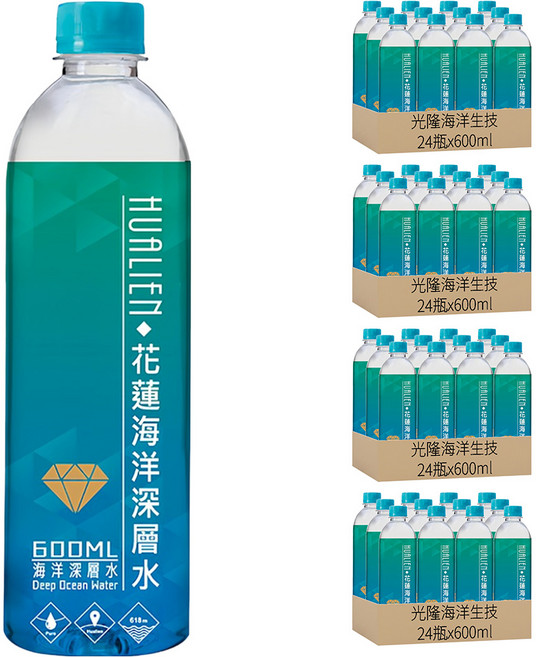 光隆海洋生技 花蓮七星潭海洋深層水, 600ml, 96瓶
