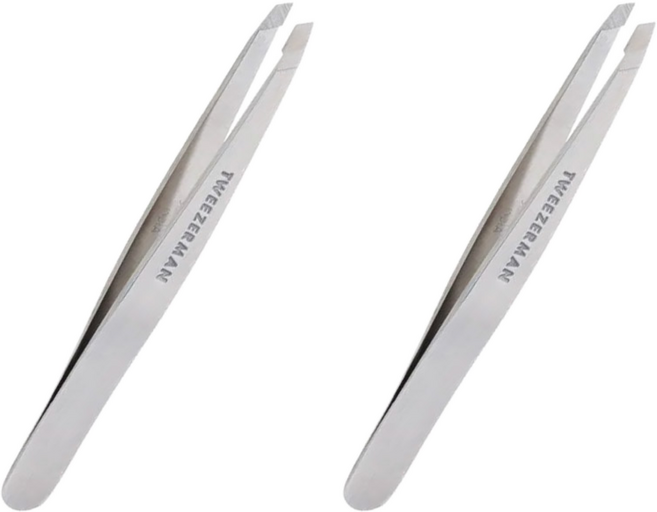 TWEEZERMAN 素色斜口鑷子, 2個, 銀