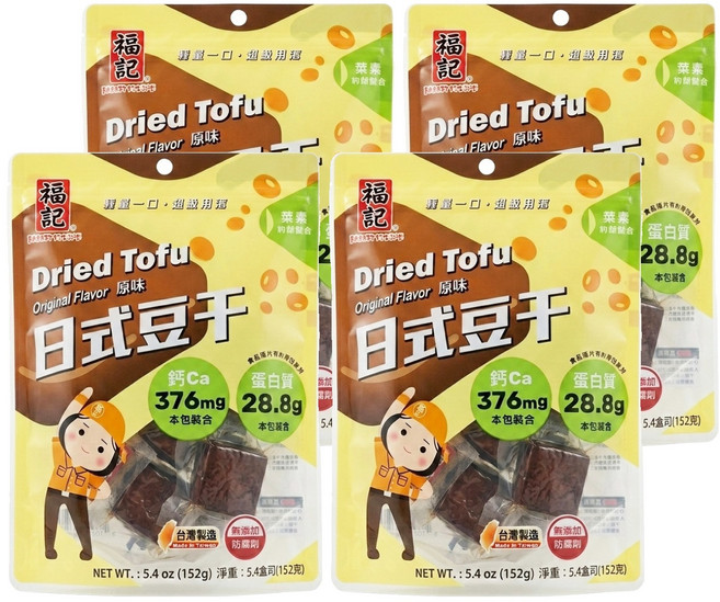 福記 日式素豆干 原味, 152g, 4袋