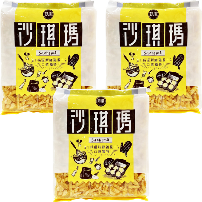 冠億食品 原味沙琪瑪, 300g, 3袋