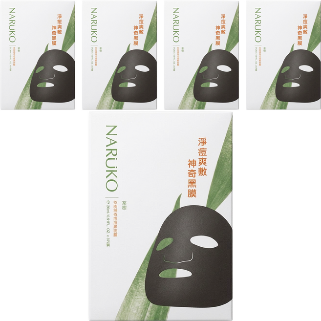 NARUKO 牛爾 台灣公司貨 茶樹神奇痘痘黑面膜, 8片, 5盒