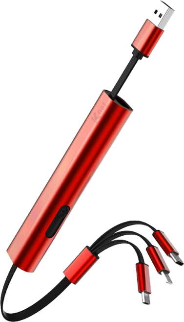 KTnet 廣鐸 USB-Type-C 3合1攜帶型伸縮迷你充電線, 30cm, 酒紅色, 1個