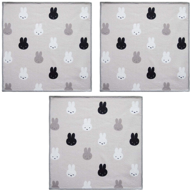 日本正版 miffy 米飛 超細纖維 吸水 廚房抹布 洗碗巾 抹布 3條 1組 30 x 30cm 灰色