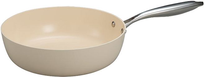 SILWA 西華 鵝卵石陶瓷不沾深煎鍋 BSW-28W 奶油杏白 1.5kg, 28cm, 1個