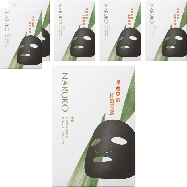 NARUKO 牛爾 台灣公司貨 茶樹神奇痘痘黑面膜, 8片, 6盒