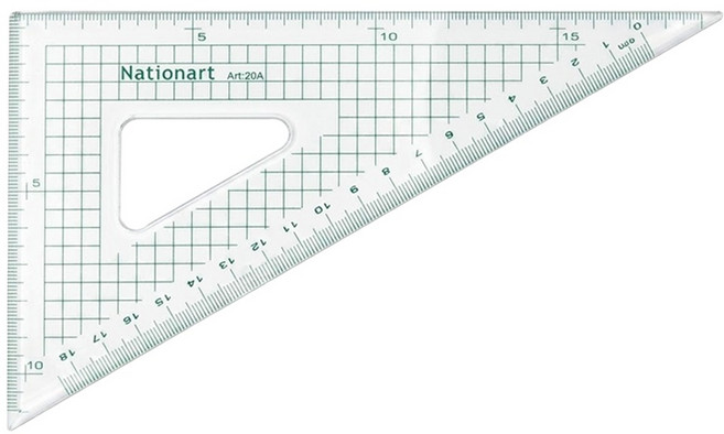 Nationart 方眼切割三角板 20cm T05-CT20A, 透明, 1個