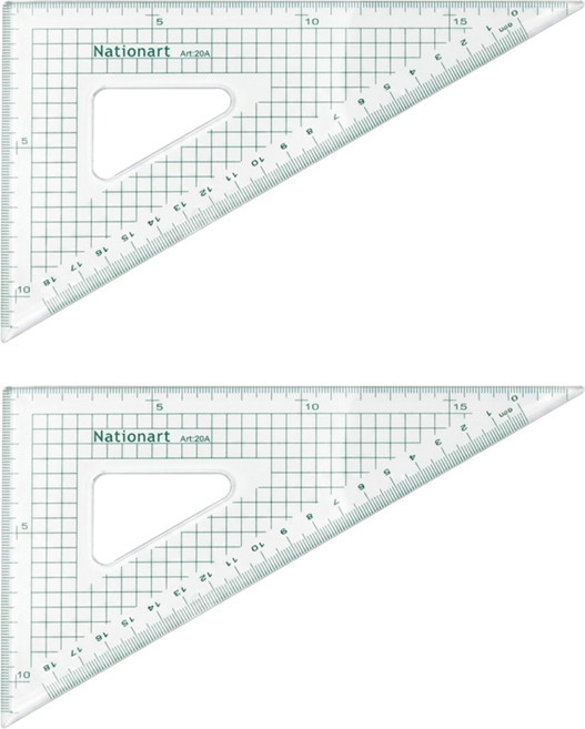 Nationart 方眼切割三角板 20cm T05-CT20A, 透明, 2個