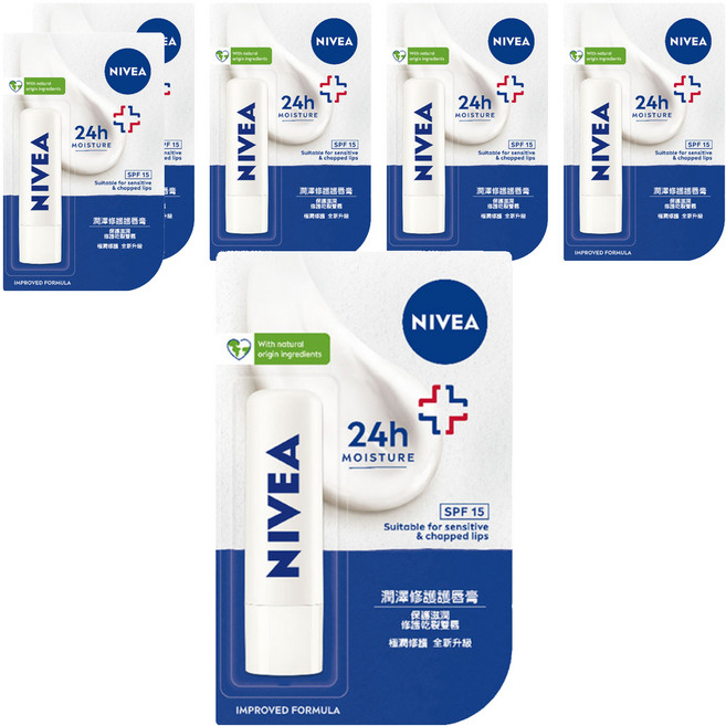 NIVEA 妮維雅 護唇膏, 潤澤修護, 4.8g, 6件