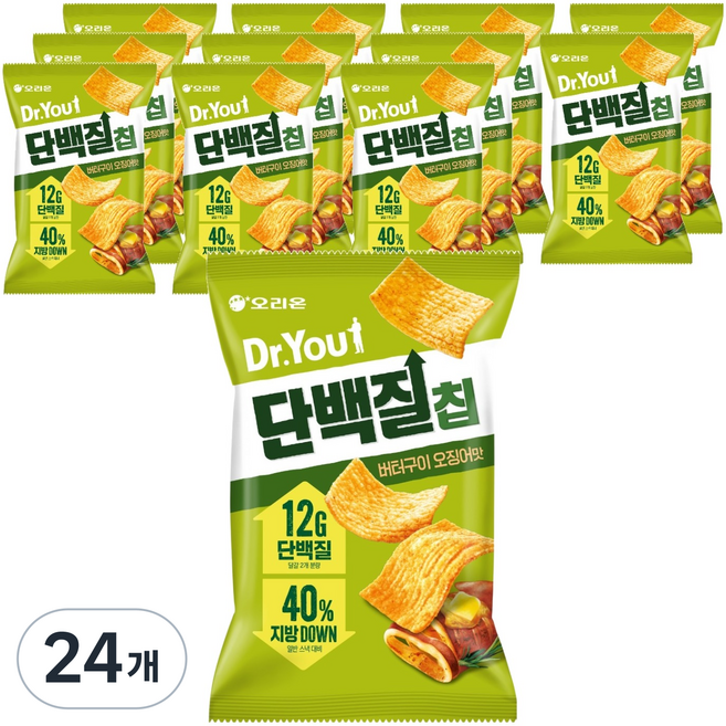 ORION 好麗友 Dr.You 好麗友 蛋白質脆片 奶油烤魷魚味, 60g, 24個