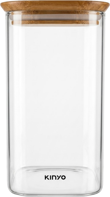 Kinyo 天然竹耐熱玻璃儲物罐 KSC-2150, 1.5L, 1個