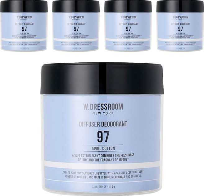 W.DRESSROOM 多麗絲 室內芳香劑, 110g, 5罐, No.97 April Cotton