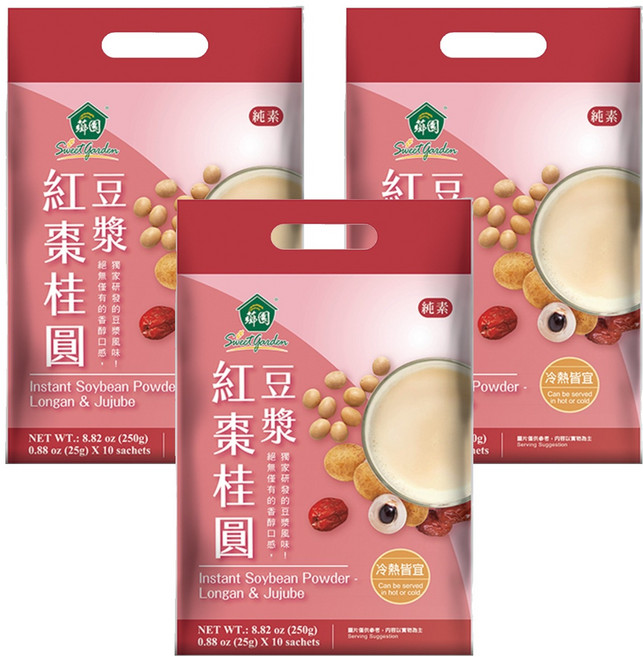 薌園 紅棗桂圓豆漿粉, 250g, 3袋