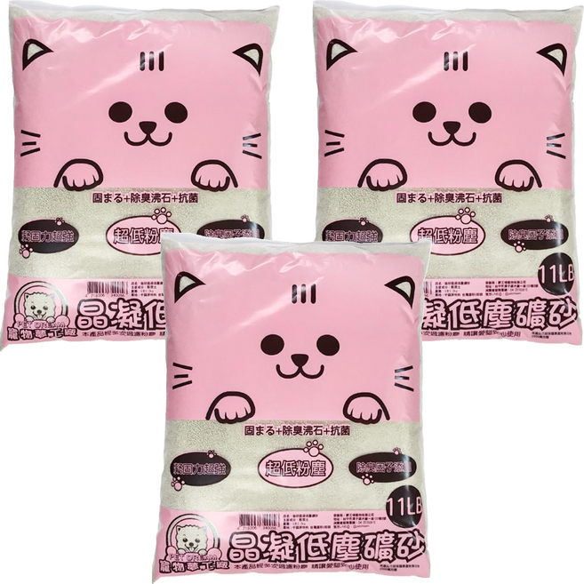 寵物夢工廠 晶凝低塵礦砂 貓砂, 除臭沸石, 5kg, 3袋