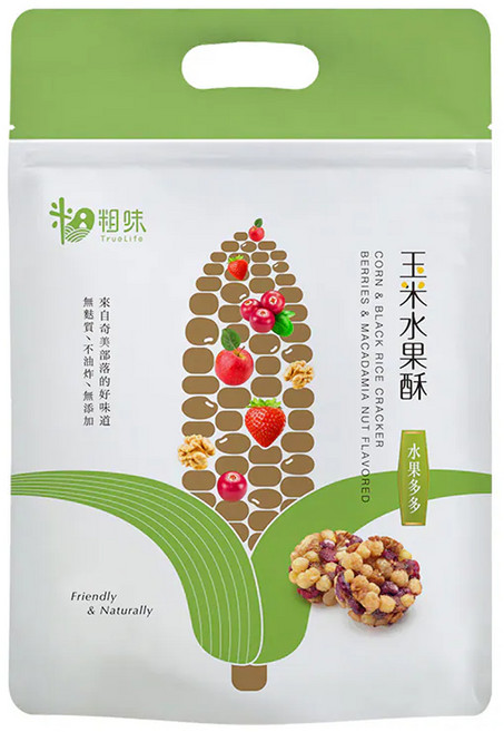 True Life 粗味 玉米水果酥 8包, 144g, 1袋