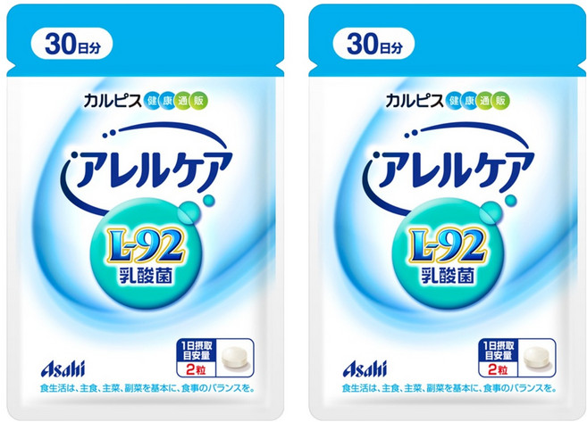 Asahi 朝日 可爾必思 阿雷可雅 L-92乳酸菌 原味, 2包, 60顆