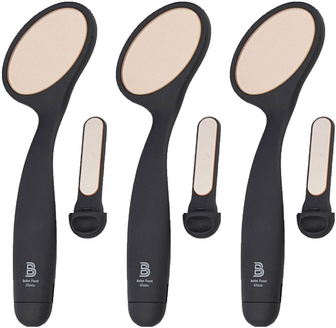 Bebe Foot Glass 第7季 雙面足部去角質亮甲器 黑色, 1入, 3個