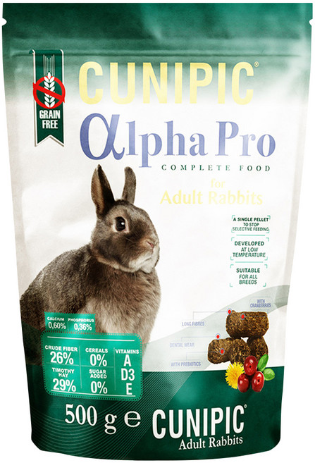 CUNIPIC 頂級無穀成兔飼料, 500g, 1袋