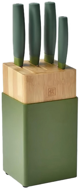 ZWILLING 雙人 Now S 五件式彩色刀座組 萊姆綠, 1組, 蔬菜刀 + 日式主廚刀 + 剁刀 + 中式主廚刀 + 刀架