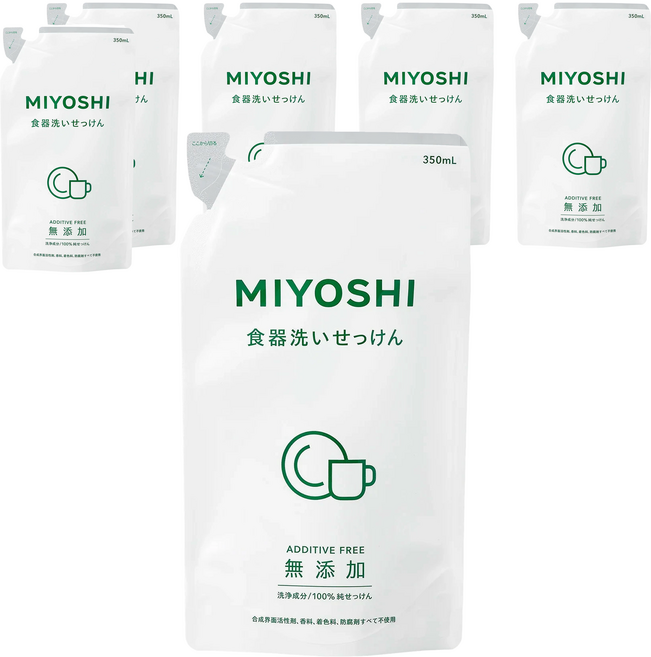 MIYOSHI 無添加 餐具清潔液補充包 350mL, 6包