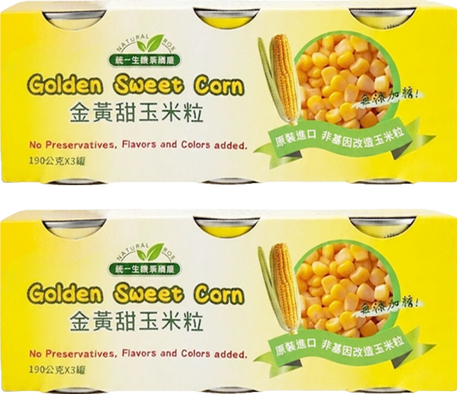 統一生機 金黃甜玉米粒, 190g, 6罐