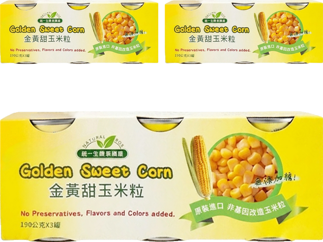 統一生機 金黃甜玉米粒, 190g, 9罐