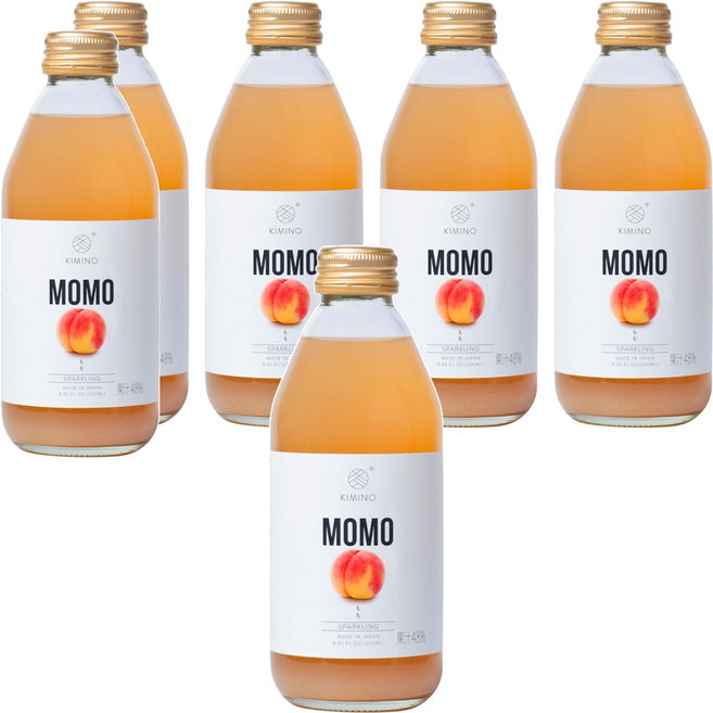 KIMINO 山梨白桃氣泡果汁飲, 6個, 250ml