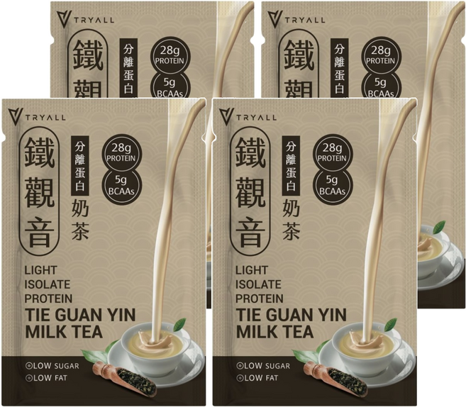 TRYALL Essential Light 分離乳清蛋白 鐵觀音奶茶, 36g, 4個