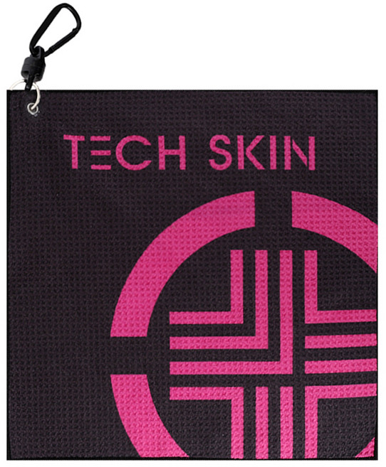 TECH SKIN 經典磁吸高爾夫球巾 黑色 + 霓虹粉, 1個, 黑色 螢光粉