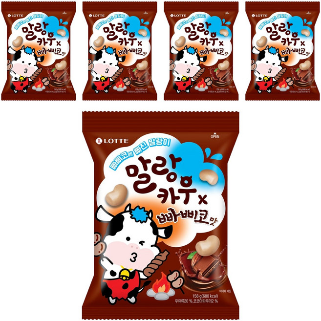 LOTTE 樂天 軟牛軟糖 奶油巧克力口味, 5個, 158g